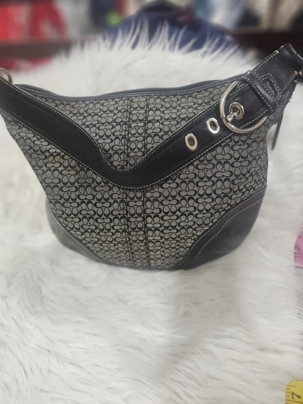 Classic Black Patterned Women's Shoulder Bag